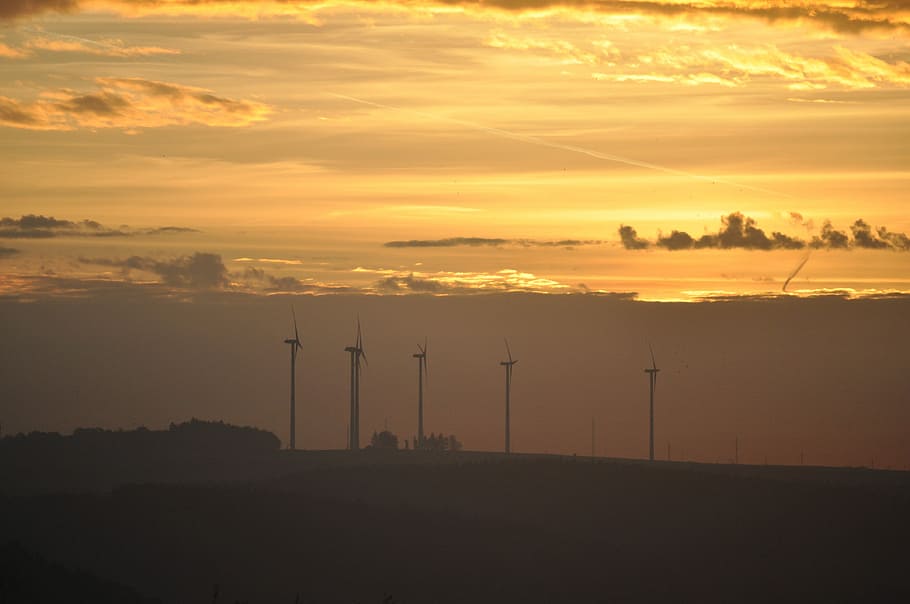 Landscape, Wind Turbine, Cloud, sunset, fuel and power generation HD wallpaper