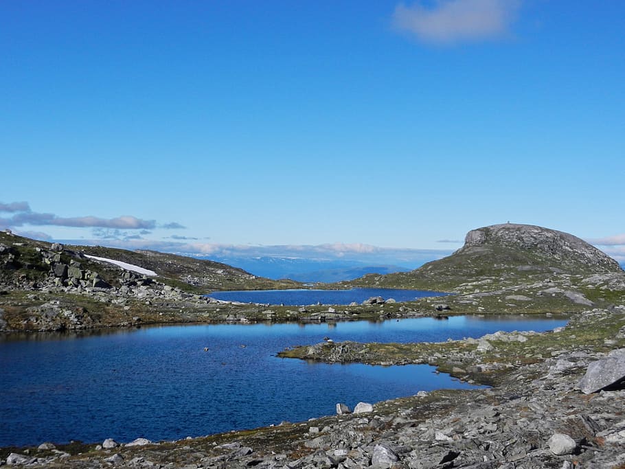 Water, Mountain, Blue, Blue, Sky, Norway, the mountain, feel like, HD wallpaper