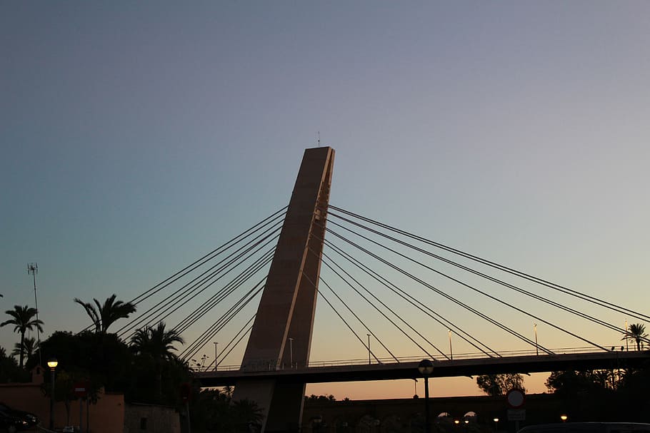 bridge, river, sunset, sky, built structure, architecture, bridge - man made structure HD wallpaper