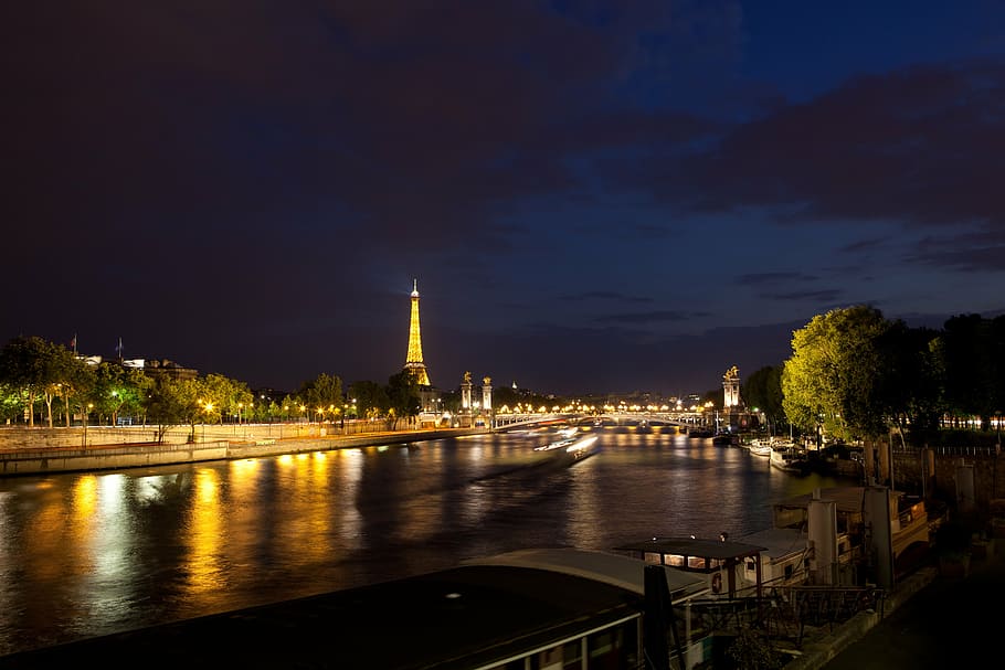 Eiffel Tower, Paris, France, seine, city night, built structure HD wallpaper