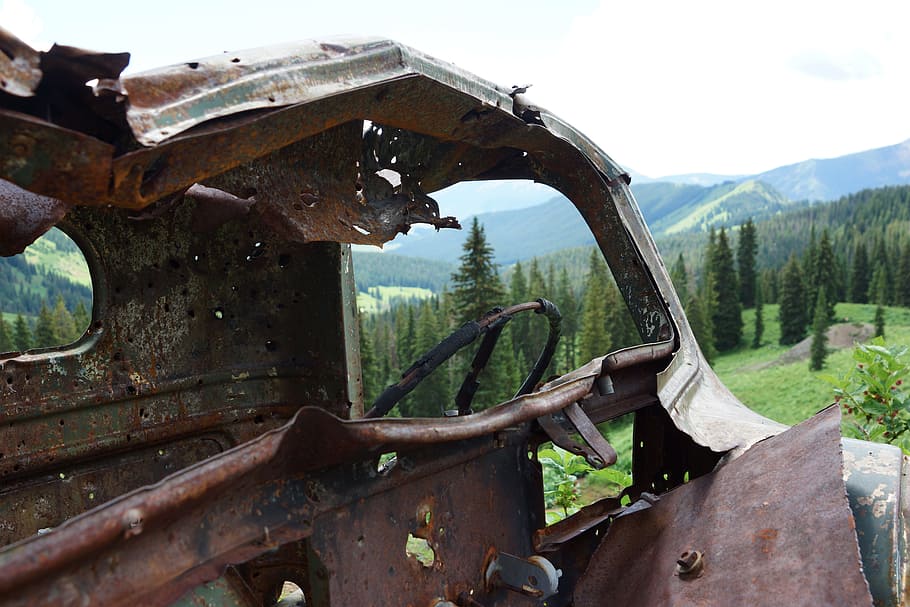rust, car, metal, old, vehicle, broken, junk, abandoned, weathered HD wallpaper