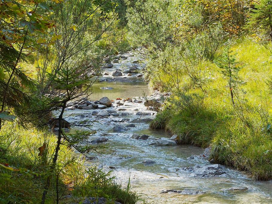 creek, water courses, river, cascade, waterfall, nature, waterfalls HD wallpaper