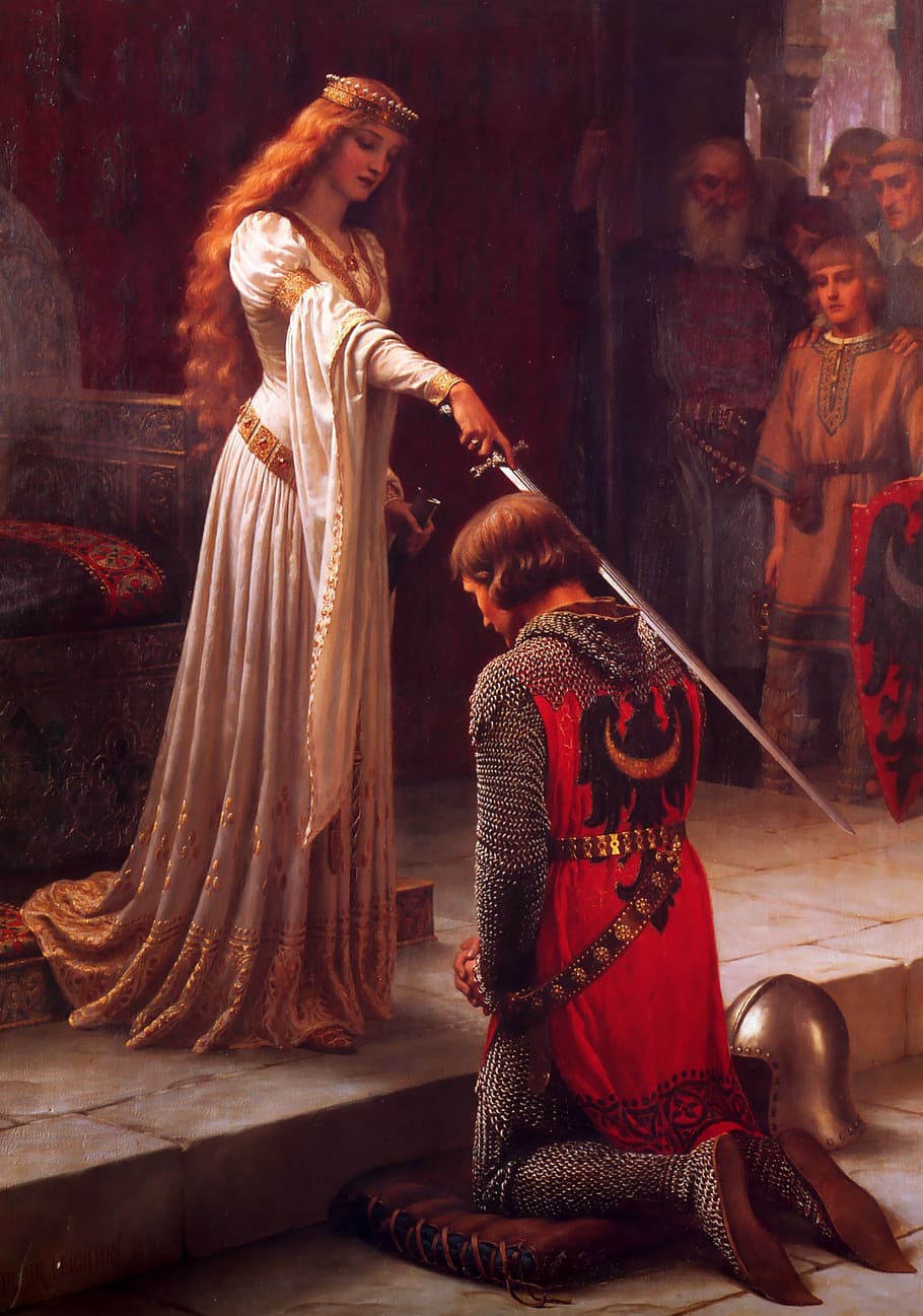 The Accolade painting, knight, middle ages, award, edmund blair leighton
