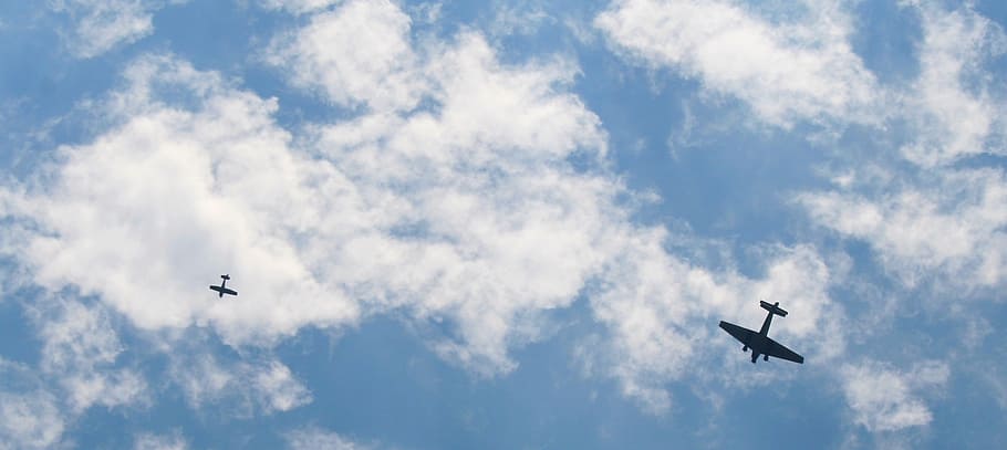 clouds, sky, aircraft, oldtimer, bright, flight, cloud - sky HD wallpaper
