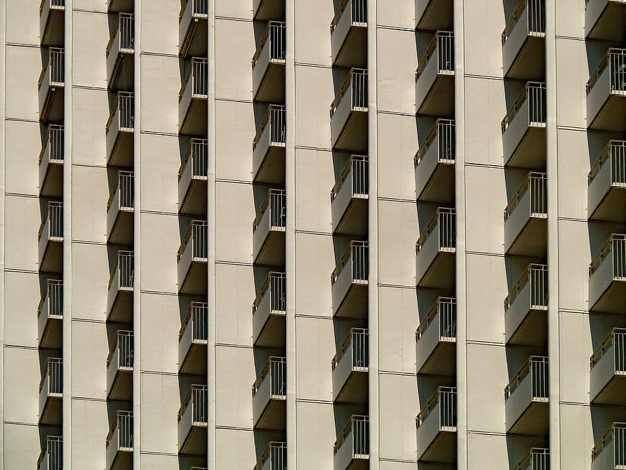 facade, skyscraper, balcony, balconies, pattern, background HD wallpaper
