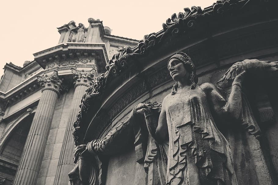 low angle view of woman building sculpture, ancient, architecture HD wallpaper