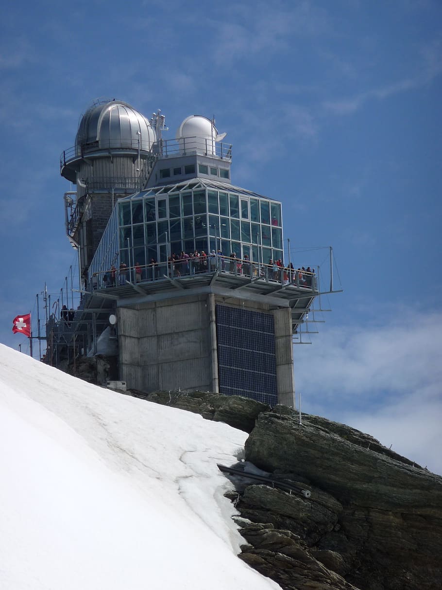 sky, solar observatory, jungfraujoch, science, mountains, built structure, HD wallpaper