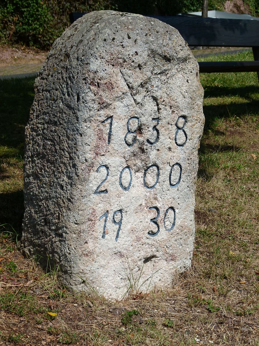 Marker, Stone, Dates, marker stone, old, carved, aged, weathered HD wallpaper
