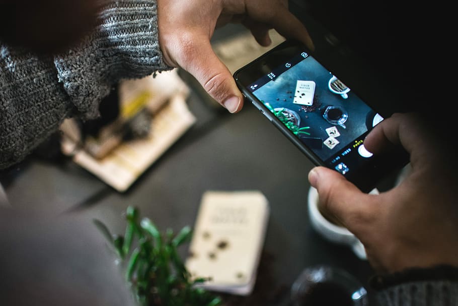 Man shooting coffee with his iPhone, drink, people, technology HD wallpaper