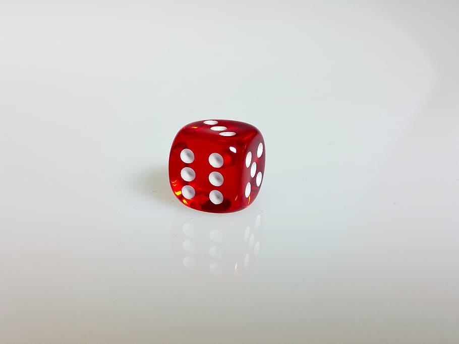 cube, red, luck, play, dice, gambling, opportunity, leisure games HD wallpaper