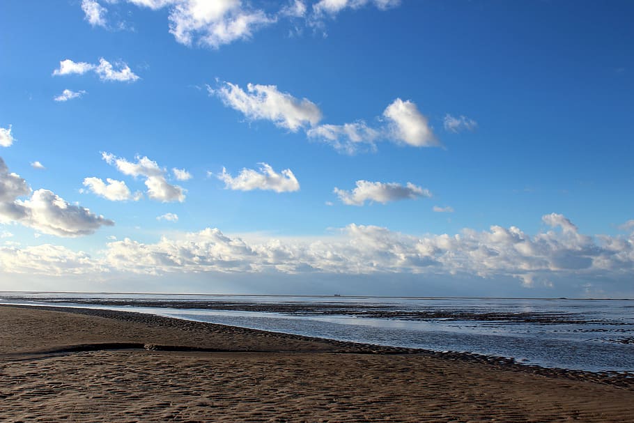 schiermonnikoog, beach, clouds, sea, island, wadden, air, coast, HD wallpaper