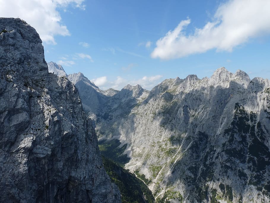 Mountains, albspitze, höllentalklamm, taal, mountaineering, HD wallpaper