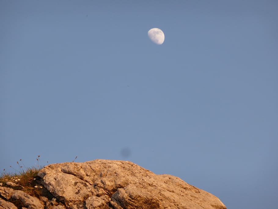 rocks, luna, sky, nature, moon, beauty in nature, scenics - nature HD wallpaper