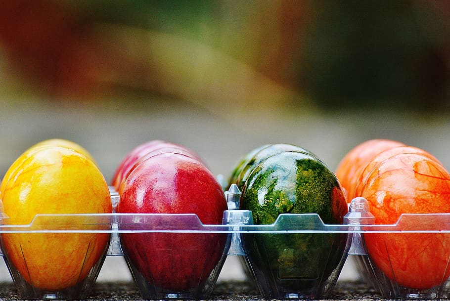 Easter Eggs, Colorful, happy easter, colored, reflection, no people HD wallpaper