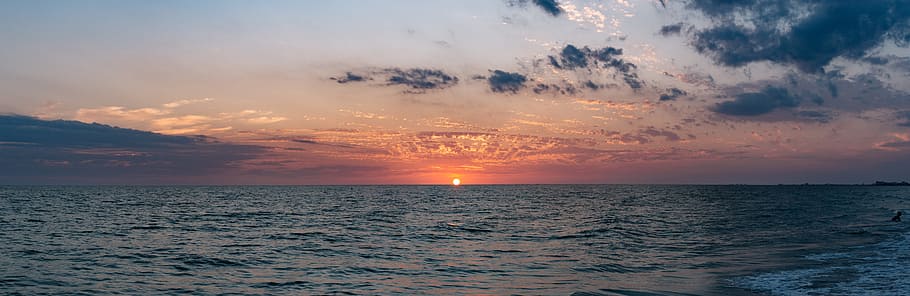 sea, dawn, nature, sky, clouds, evening, ocean, outdoors, scenic HD wallpaper