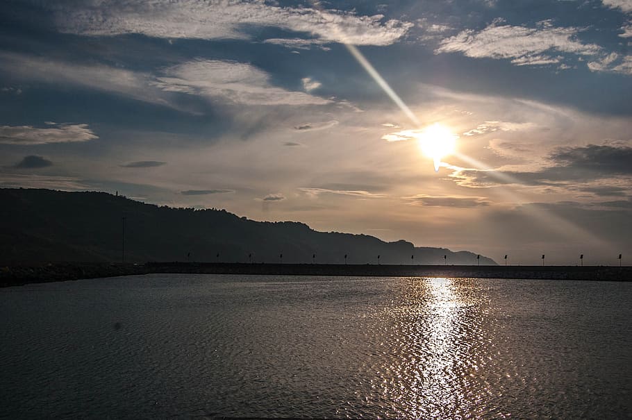sunset, panoramic, nature, sea, sky, summer, water, landscape HD wallpaper