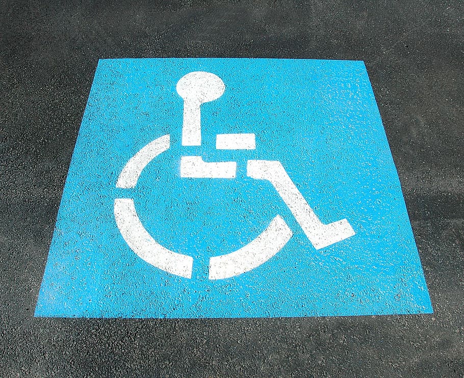 Disability logo, handicap parking, sign, painted, street, disable