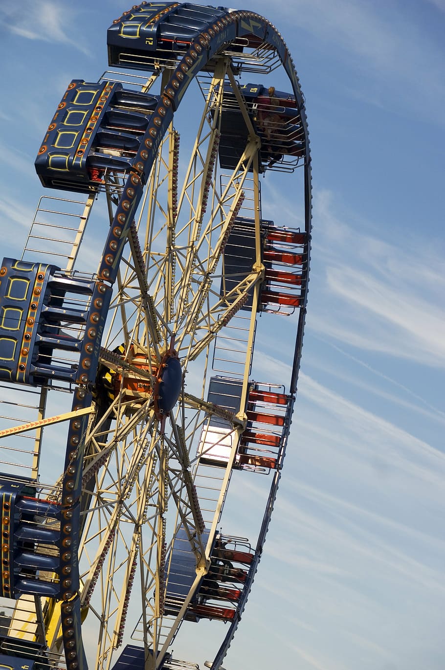 dult, fair, color, carousel, blue, year market, colorful, ride HD wallpaper