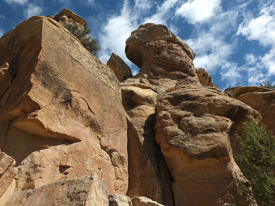 vernal, rocks, petroglyphs, cloud - sky, rock formation, low angle view HD wallpaper