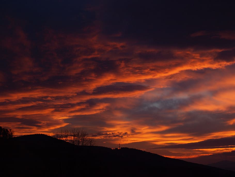 sunrise, panoramic, sky, cloud, landscape, red sky, cloud - sky HD wallpaper