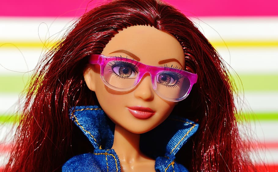 doll, pretty, glasses, face, eyes, beauty, hair, girl, play HD wallpaper