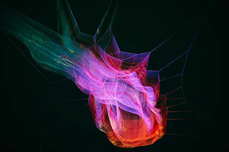 dark, colorful, lights, illuminated, motion, studio shot, black background HD wallpaper
