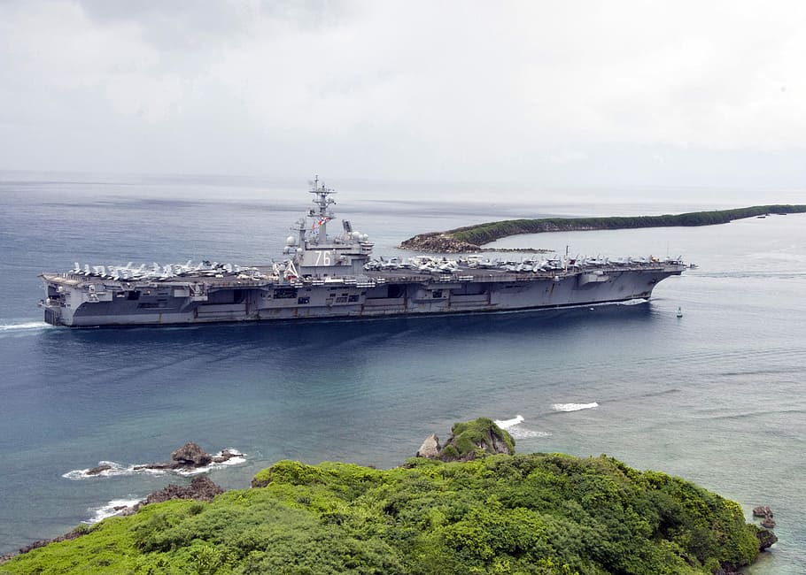 USS Ronald Reagan Aircraft Carrier in Guam, boat, military, ocean