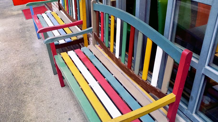rainbow, chair, wood - Material, multi colored, choice, no people HD wallpaper