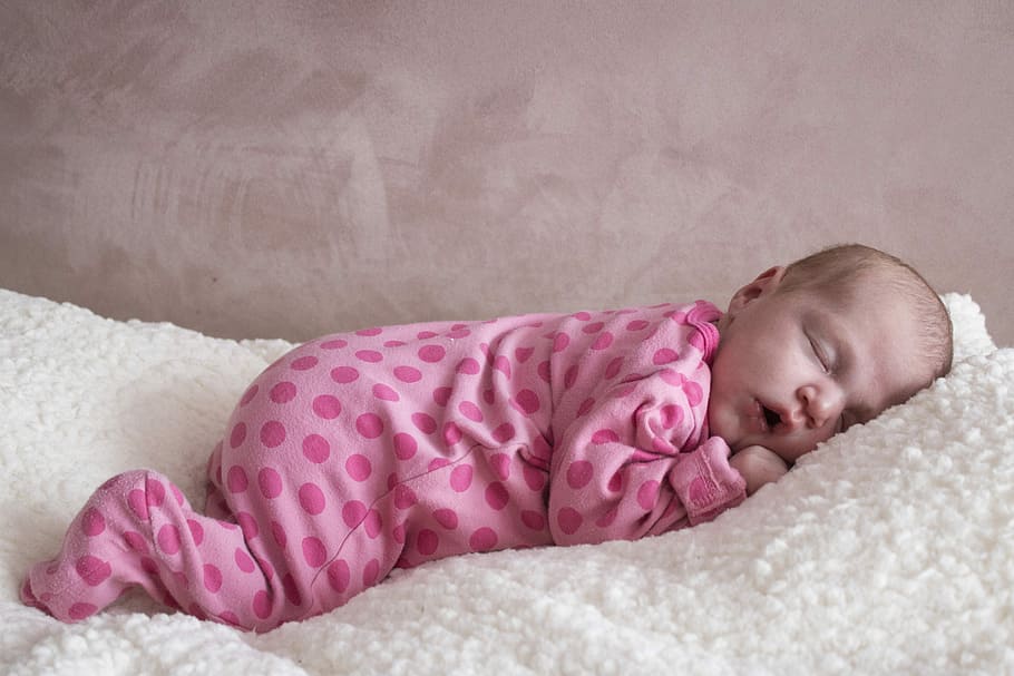 baby, newborn, sleep, girl, pink, bed, child, childhood, adorable, HD wallpaper
