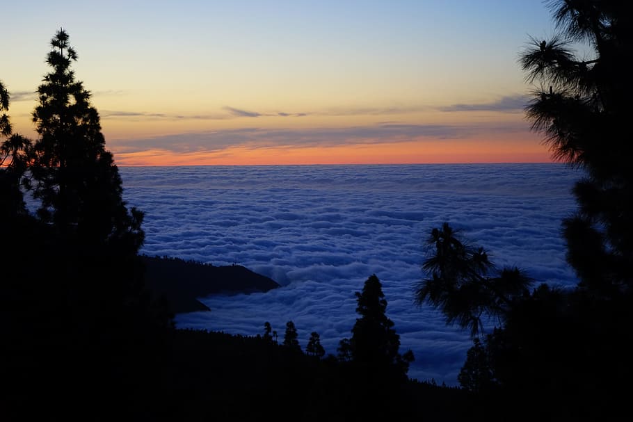 Sunset, Afterglow, Clouds, sky, selva marine, tenerife, canary islands HD wallpaper