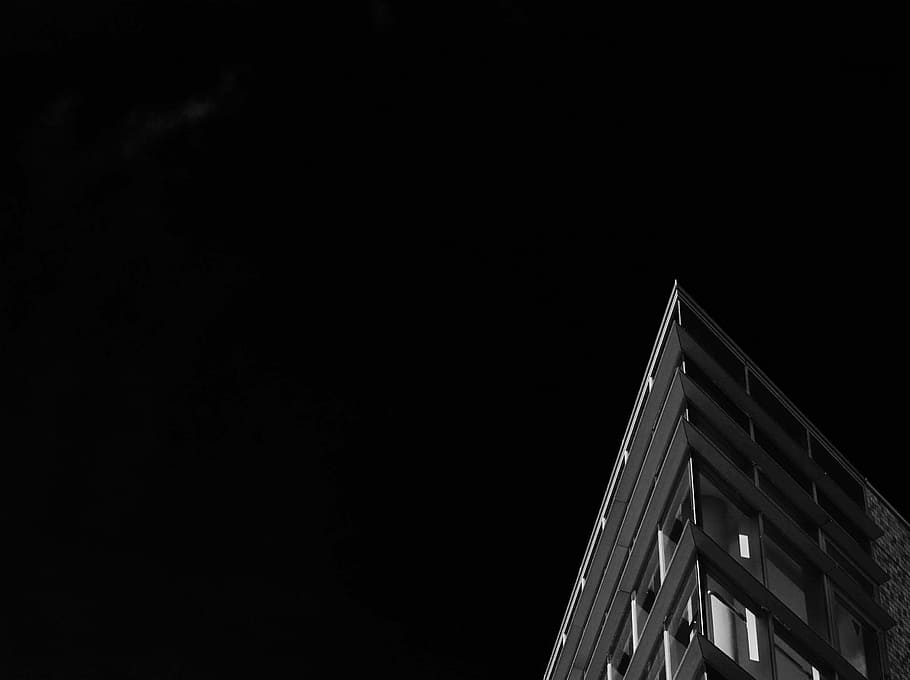gray concrete building under night sky, high-angle photography of building during nighttime HD wallpaper