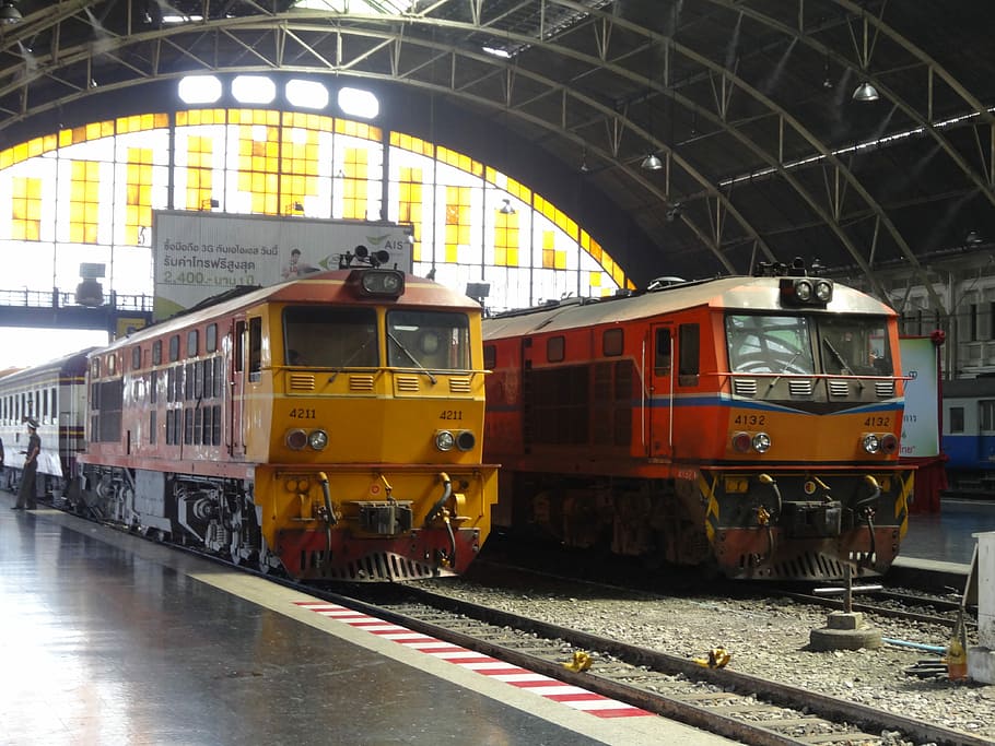 Thailand, Train, Station, transportation, railroad track, train - vehicle HD wallpaper
