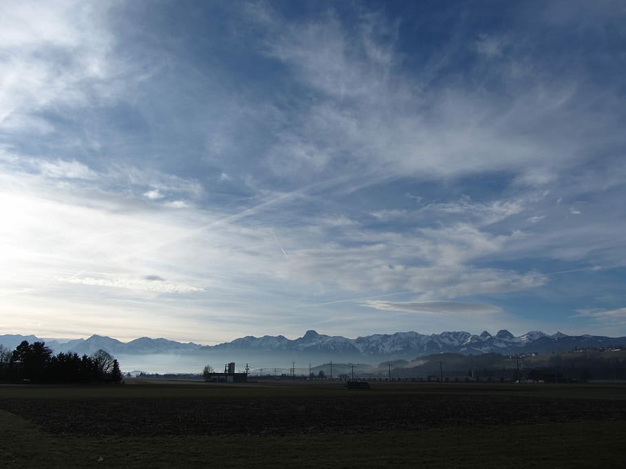 Sunrise, Alpine, Clouds, View, sky, switzerland, landscape HD wallpaper