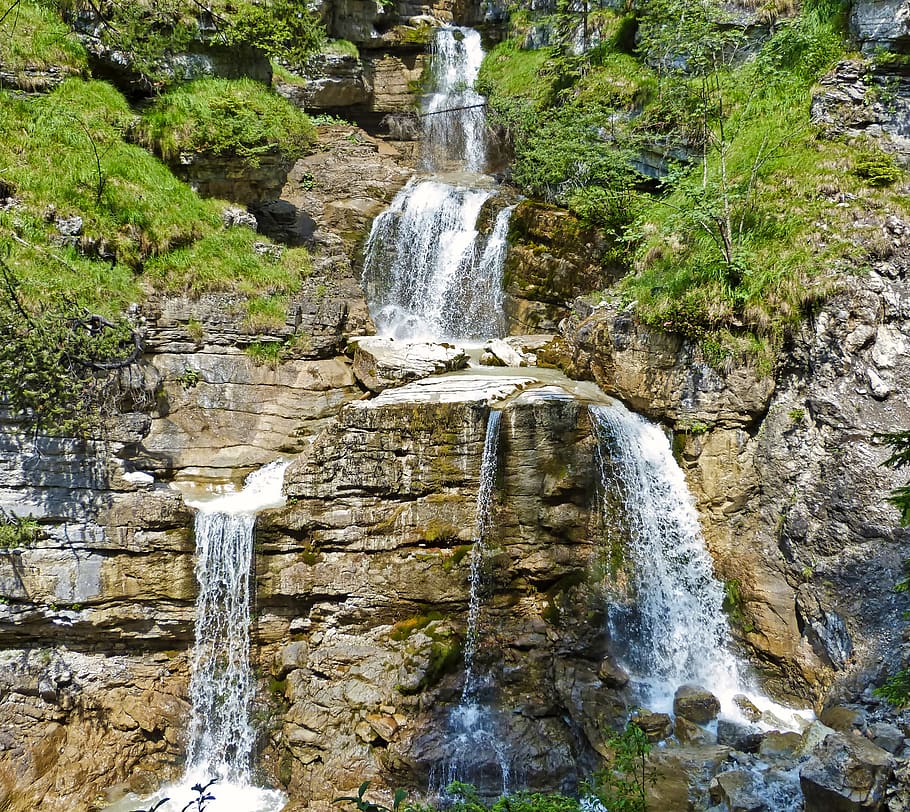 waterfall, garmisch, rock, flowing water, scenics - nature HD wallpaper