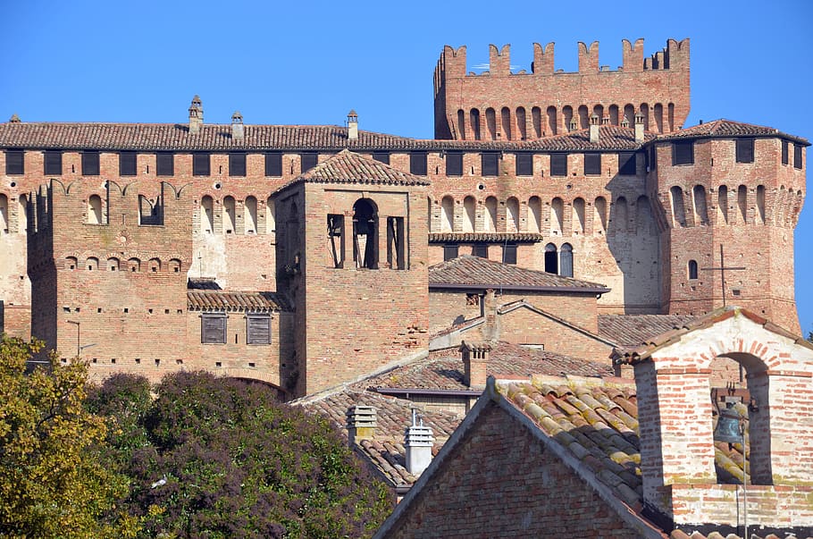 towers, castle, fortification, gradara, italy, architecture, HD wallpaper