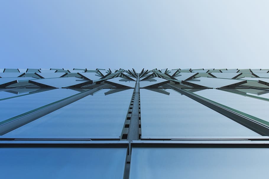low angle photography of high rise building at daytime, glass building HD wallpaper