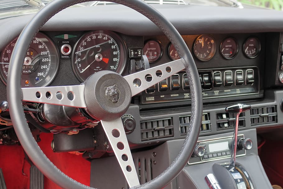 jaguar, e type, interior, classic, auto, vehicle, luxury, sports car HD wallpaper
