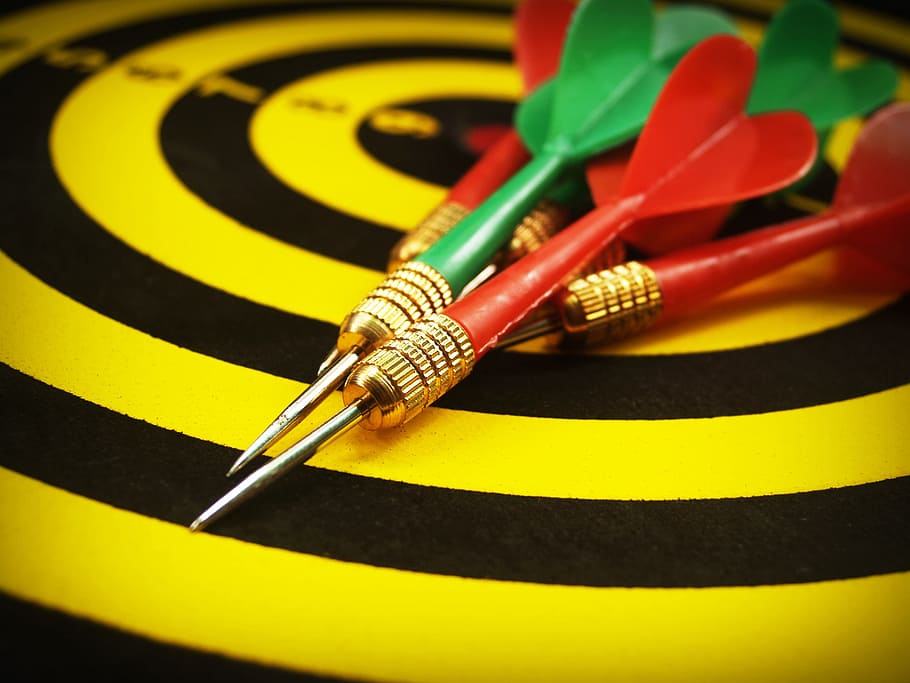 assorted-color darts low light photo, target, goal, aiming HD wallpaper