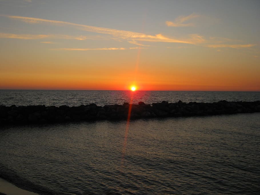 Sunset, Pisa, Sea, scenics, nature, beauty in nature, sky, water HD wallpaper