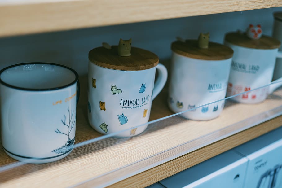 Four Ceramic Mug With Caps, ceramics, coffee cup, container, cups HD wallpaper