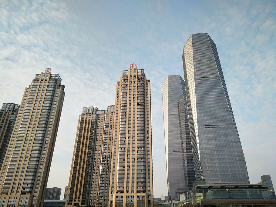 sky, building, tall, skyscraper, architecture, modern, city HD wallpaper