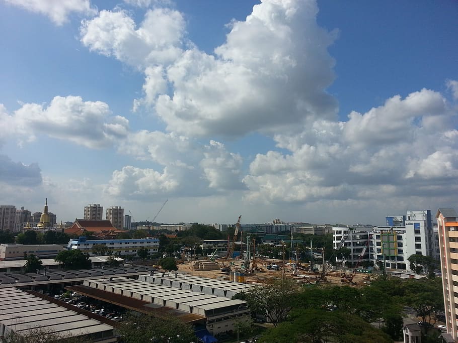 construction site, industrial, city, urban, landscape, buildings HD wallpaper