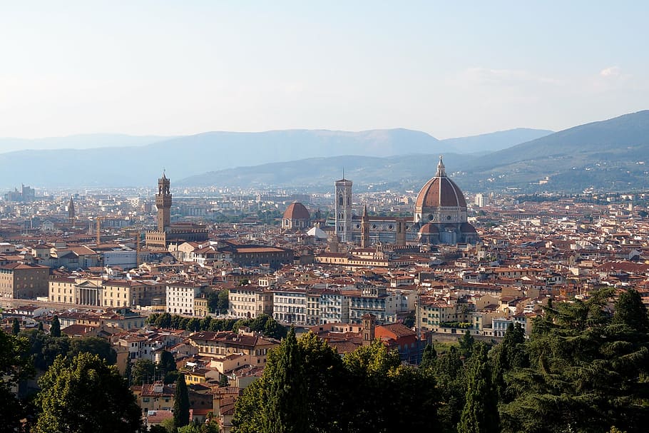 florence, cathedral, mountains, city, top view, florence - Italy HD wallpaper