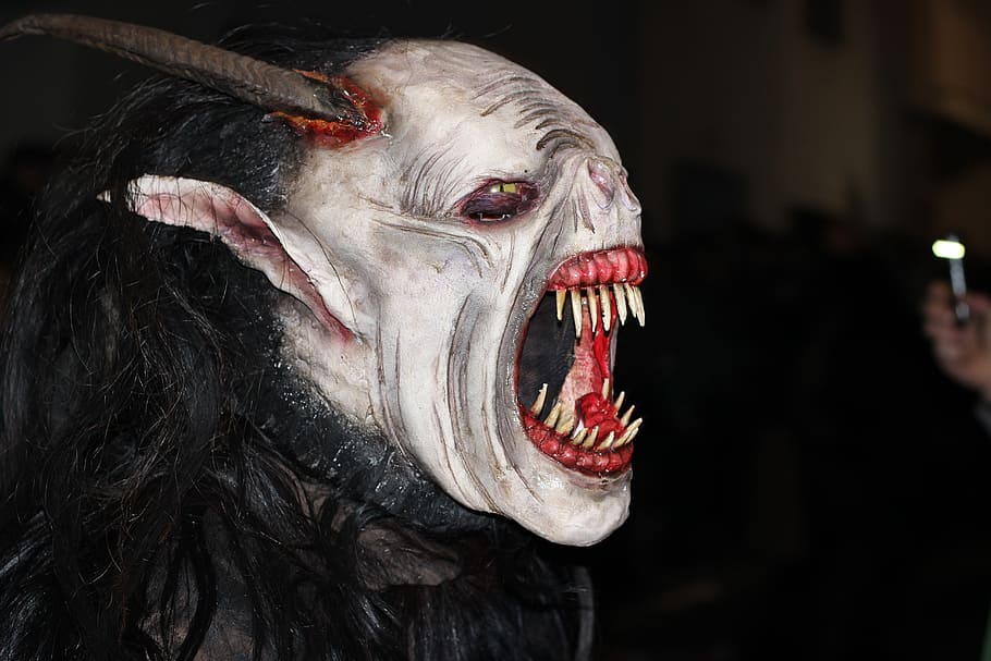 monster mask, devils, costume, black, brown, beige, colors HD wallpaper
