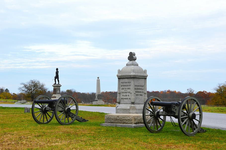 cannon, history, battle, military, gettysburg, statue, monument, HD wallpaper
