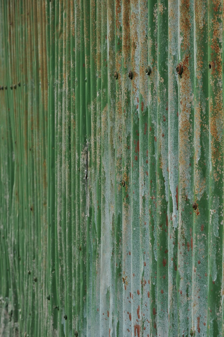 iron, corrugated, rust, green, paint, background, texture, ripple, HD wallpaper
