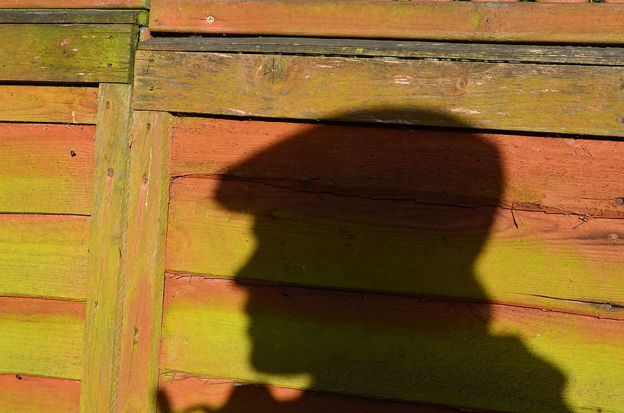 shadow, head, silhouette, background, fence, wood, man, wood - material HD wallpaper