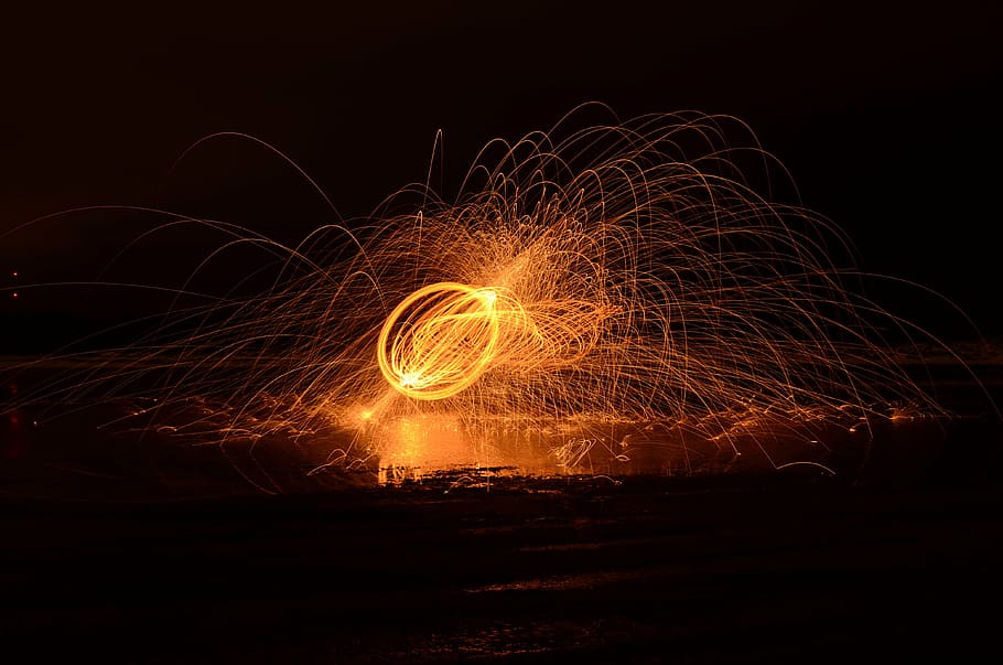 flame, fire, light, night, photography, motion, illuminated HD wallpaper