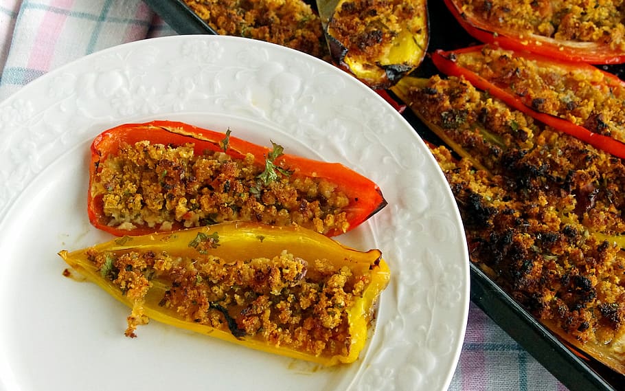 Stuffed Peppers, Contour, italian cuisine, typical dish, eat, HD wallpaper