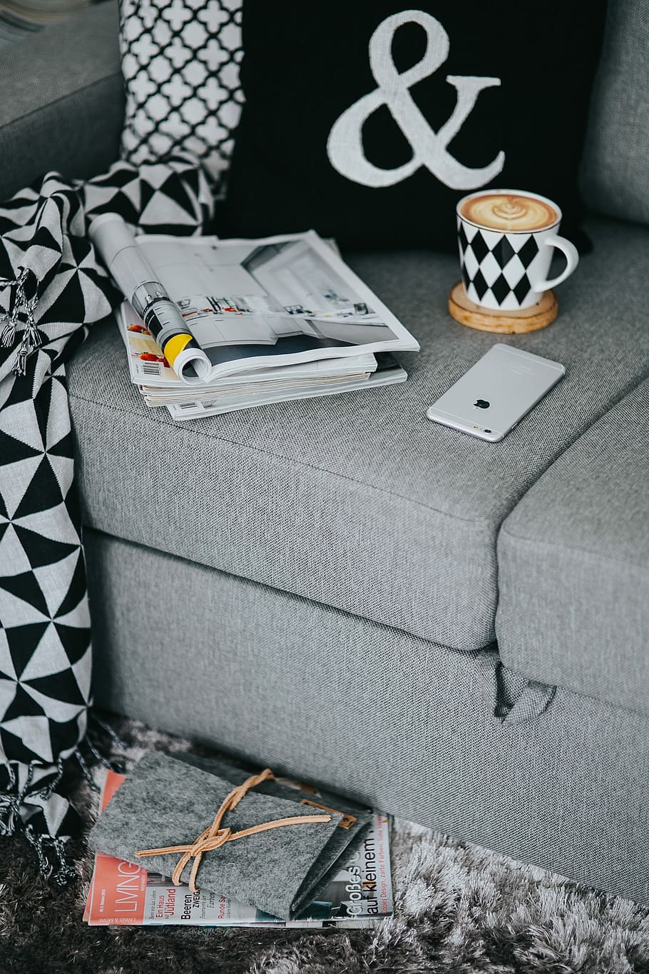 Resting with magazines and cup of coffee, interior, relaxing HD wallpaper